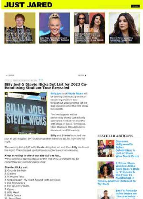 Billy Joel & Stevie Nicks Set List for 2023 Co-Headlining Stadium Tour Revealed