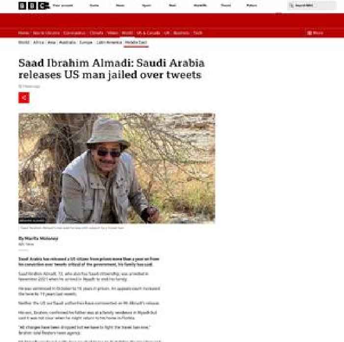 Saad Ibrahim Almadi: Saudi Arabia releases US man jailed over tweets