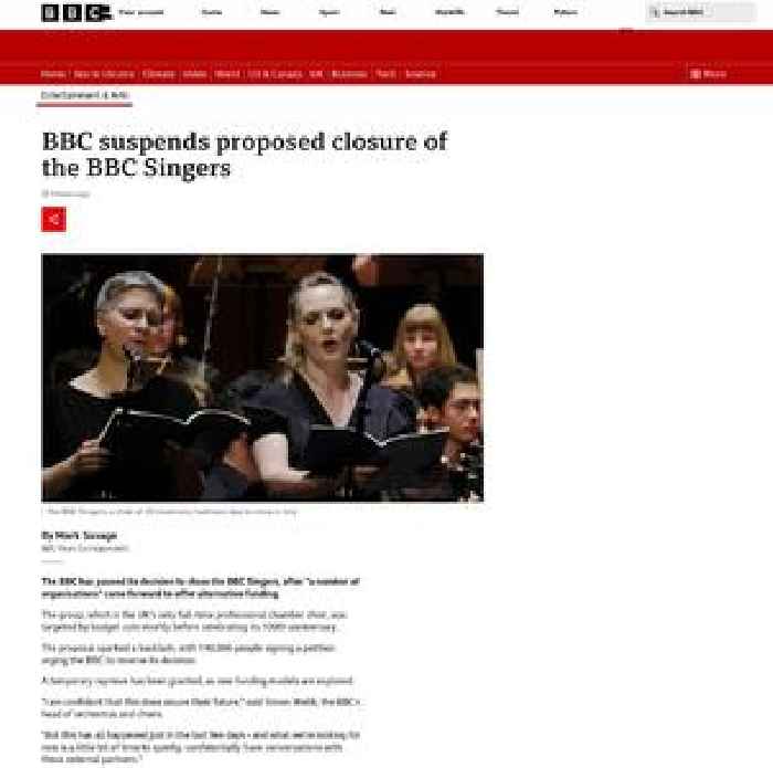 BBC suspends proposed closure of the BBC Singers