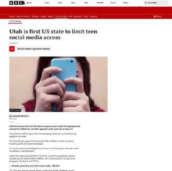 Utah is first US state to limit teen social media access