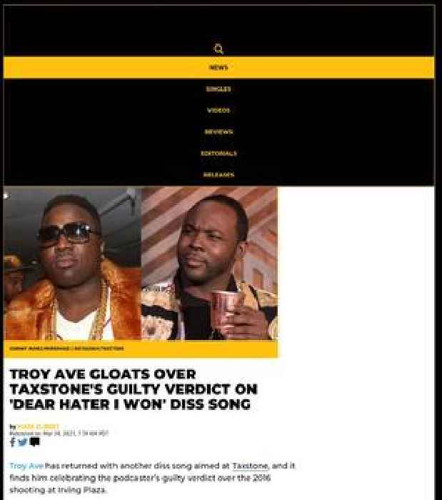 Troy Ave Gloats Over Taxstone's Guilty Verdict On 'Dear Hater I Won' Diss Song