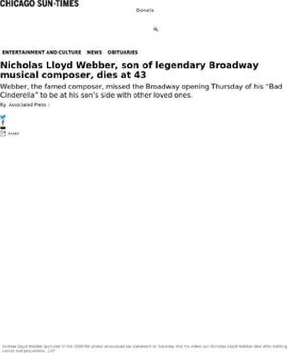 Nicholas Lloyd Webber dead: son of legendary Broadway composer, was 43