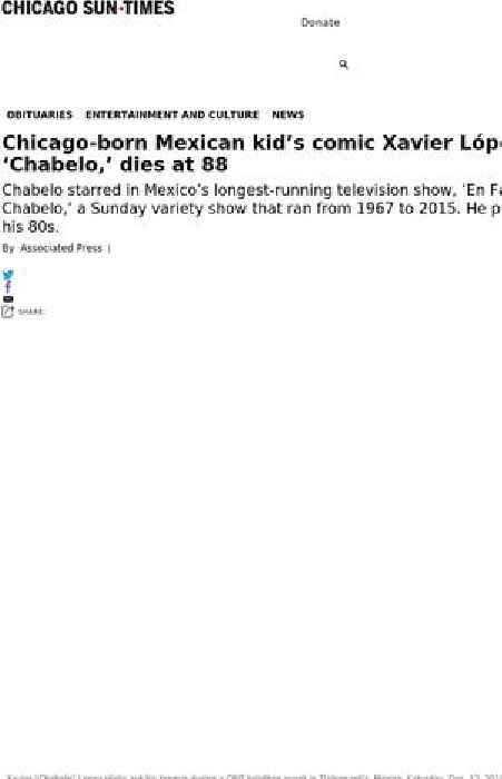 Chabelo dead; Chicago-born Mexican kid’s comic was 88