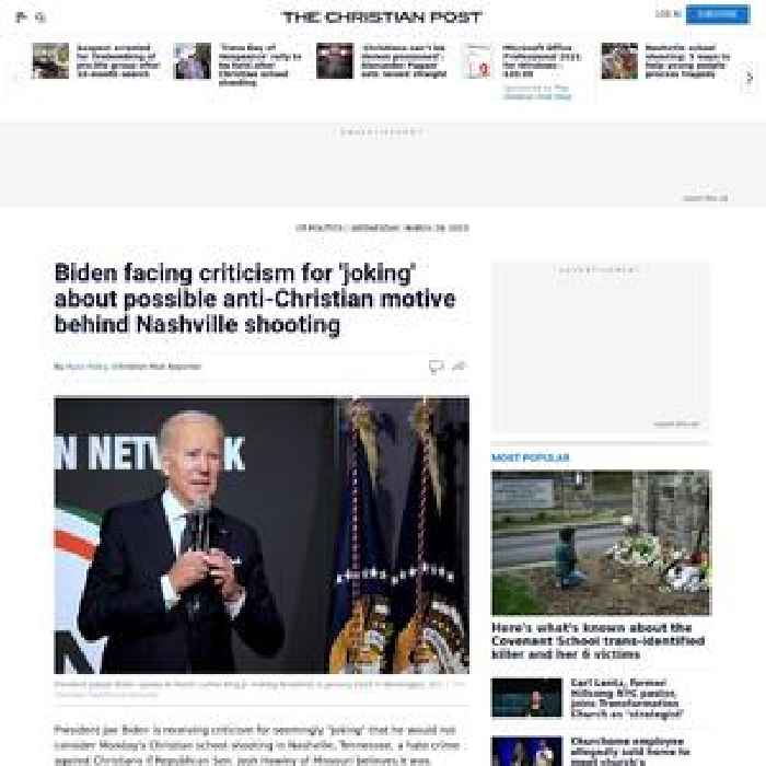 Biden criticized for 'joking' about possible anti-Christian motive behind Nashville shooting
