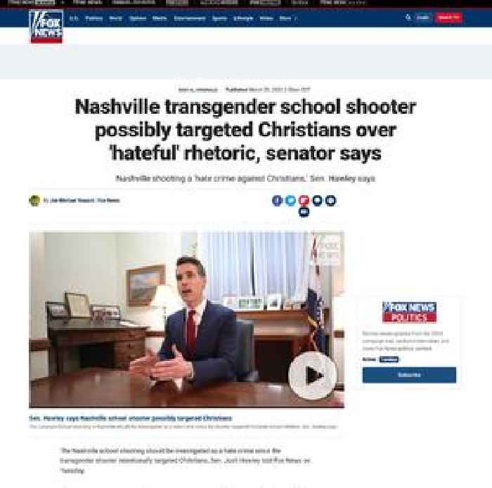 Nashville transgender school shooter possibly targeted Christians over 'hateful' rhetoric, senator says