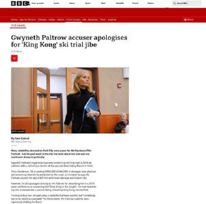 Gwyneth Paltrow accuser apologises for 'King Kong' ski trial jab