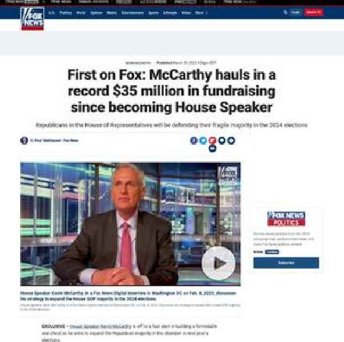 First on Fox: McCarthy hauls in a record $35 million in fundraising since becoming House Speaker