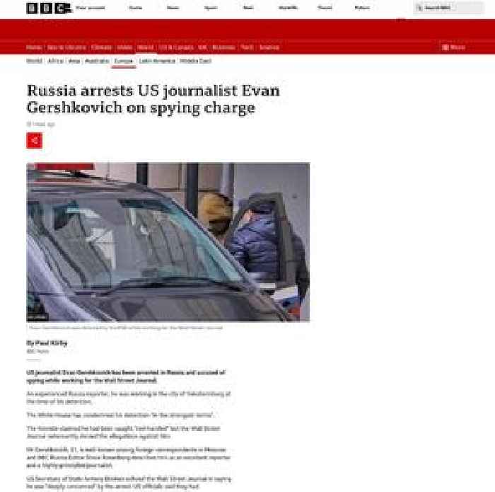 Russia detains US journalist Evan Gershkovich on suspicion of spying
