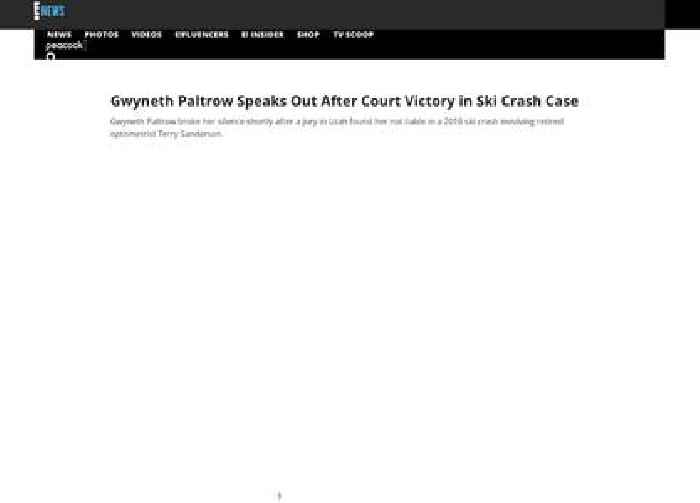 
                        Gwyneth Paltrow Speaks Out After Court Victory in Ski Crash Case
