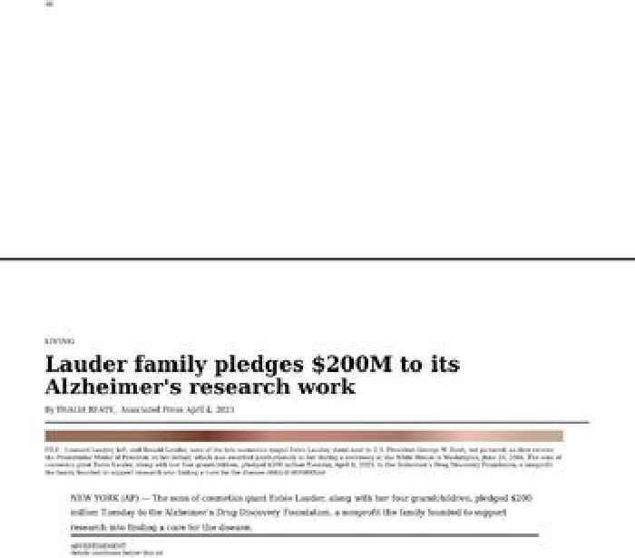 Lauder family pledges $200M to its Alzheimer's research work