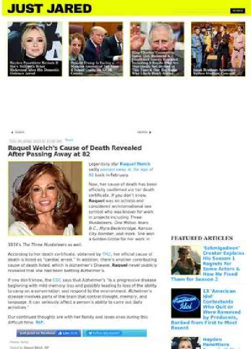 Raquel Welch's Cause of Death Revealed After Passing Away at 82