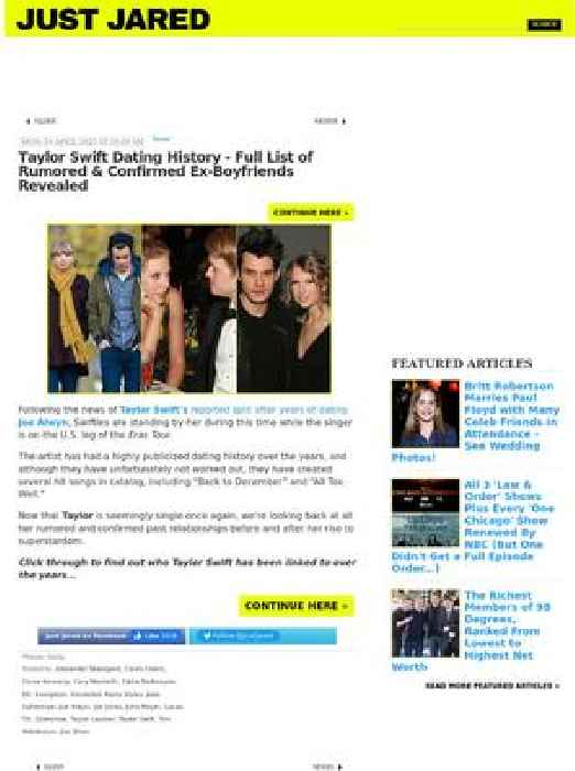 Taylor Swift Dating History - Full List of Rumored & Confirmed Ex-Boyfriends Revealed