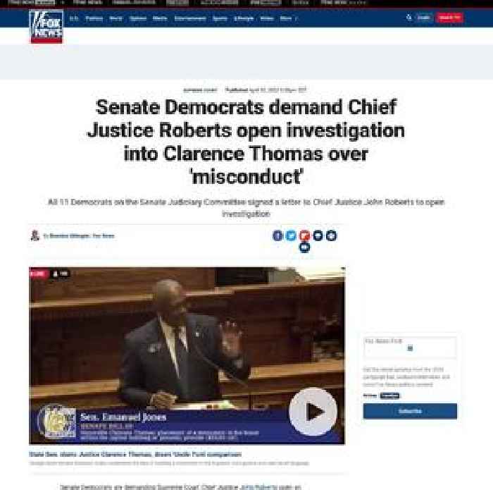 Senate Democrats demand Chief Justice Roberts open investigation into Clarence Thomas over 'misconduct'