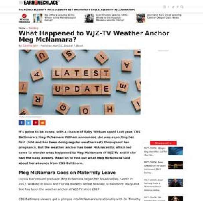 What Happened to WJZ-TV Weather Anchor, Meg McNamara?