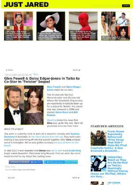 Glen Powell & Daisy Edgar-Jones In Talks to Co-Star in 'Twister' Sequel