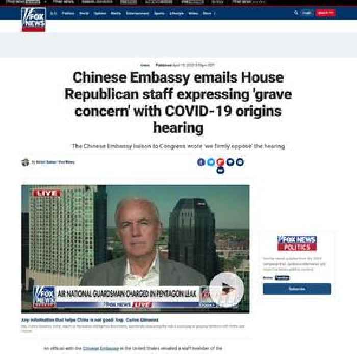 Chinese Embassy emails House Republican staff expressing 'grave concern' with COVID-19 origins hearing