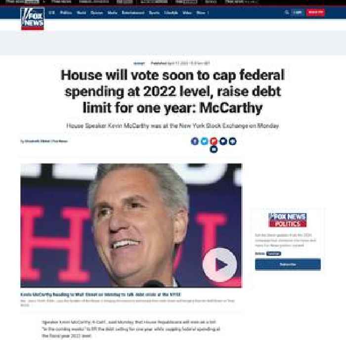House will vote soon to cap federal spending at 2022 level, raise debt limit for one year: McCarthy