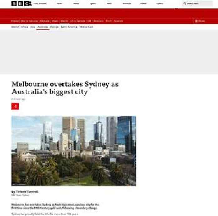 Melbourne overtakes Sydney as Australia's biggest city