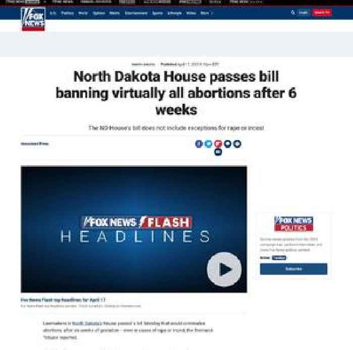 North Dakota House passes bill banning virtually all abortions after 6 weeks