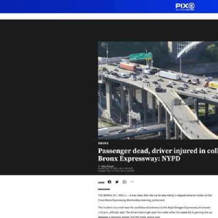 Passenger dead, driver injured in collision on Cross Bronx Expressway: NYPD