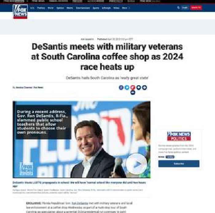 DeSantis meets with military veterans at South Carolina coffee shop as 2024 race heats up