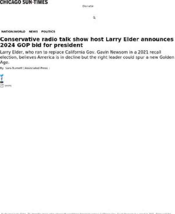 Conservative radio talk show host Larry Elder announces 2024 GOP bid for president