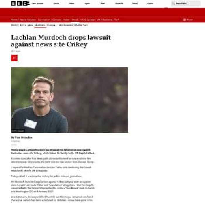 Lachlan Murdoch drops lawsuit against news site Crikey