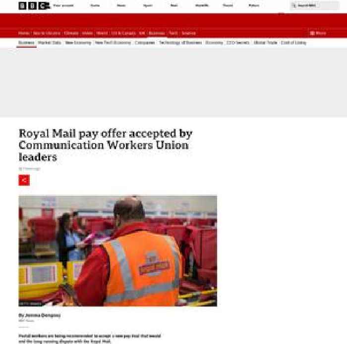 Royal Mail pay offer accepted by Communication Workers Union