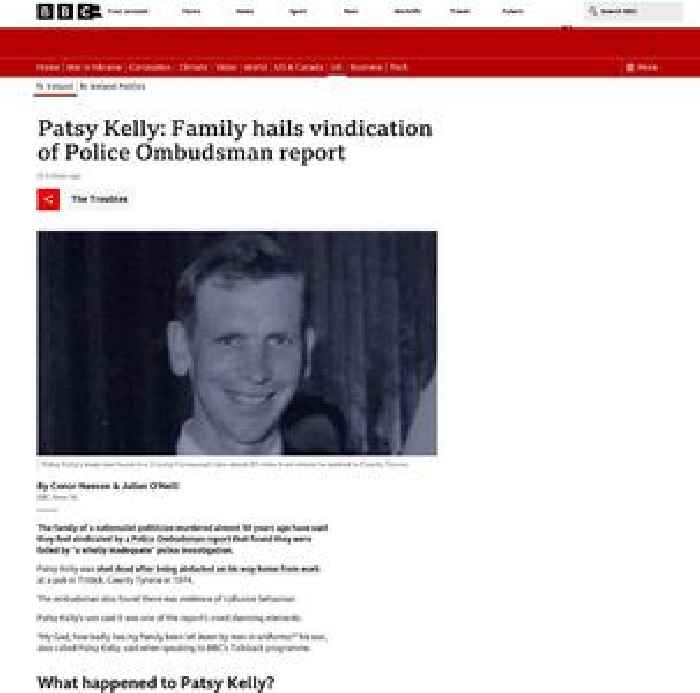 Patsy Kelly: Murdered councillor's family 'failed by police'