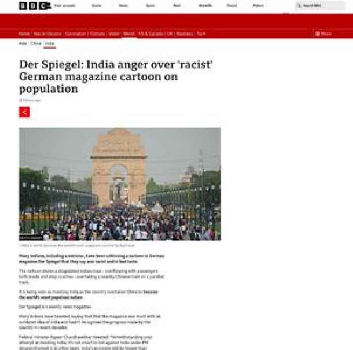 Der Spiegel: India anger over 'racist' German magazine cartoon on population