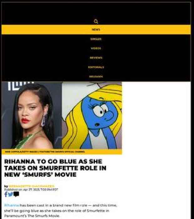 Rihanna To Go Blue As She Takes On Smurfette Role In New ‘Smurfs’ Movie