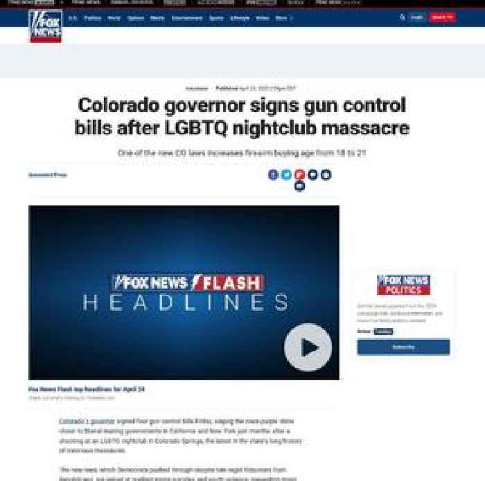 Colorado governor signs gun control bills after LGBTQ nightclub massacre