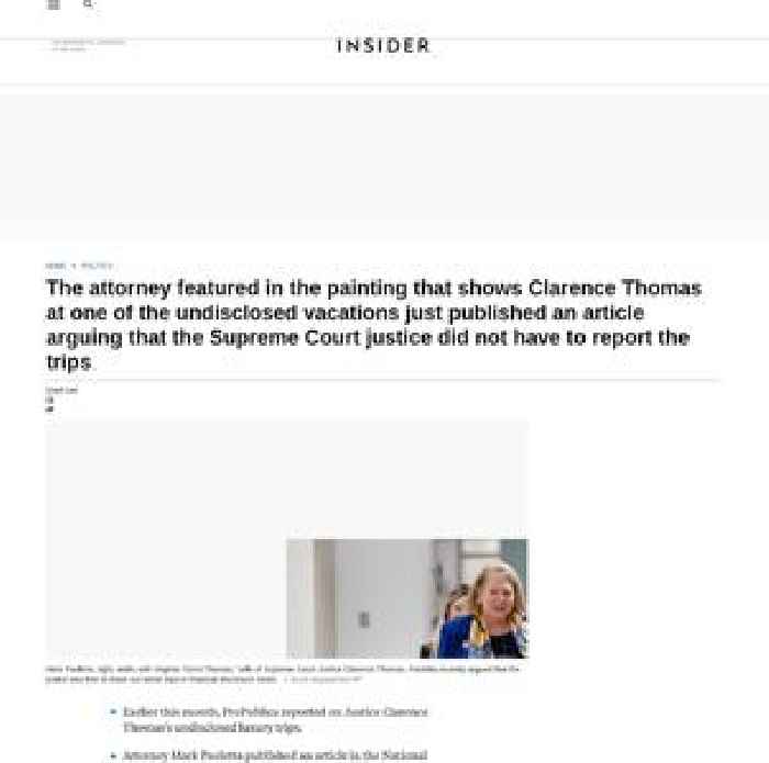 The attorney featured in the painting that shows Clarence Thomas at one of the undisclosed vacations just published an article arguing that the Supreme Court justice did not have to report the trips