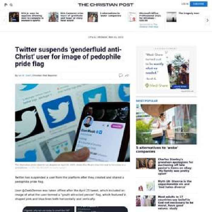 Twitter suspends 'genderfluid anti-Christ' user for image of pedophile pride flag