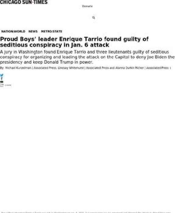 Proud Boys’ leader Enrique Tarrio found guilty of seditious conspiracy in Jan. 6 attack