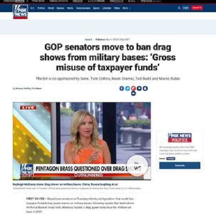 GOP senators move to ban drag shows from military bases: ‘Gross misuse of taxpayer funds’