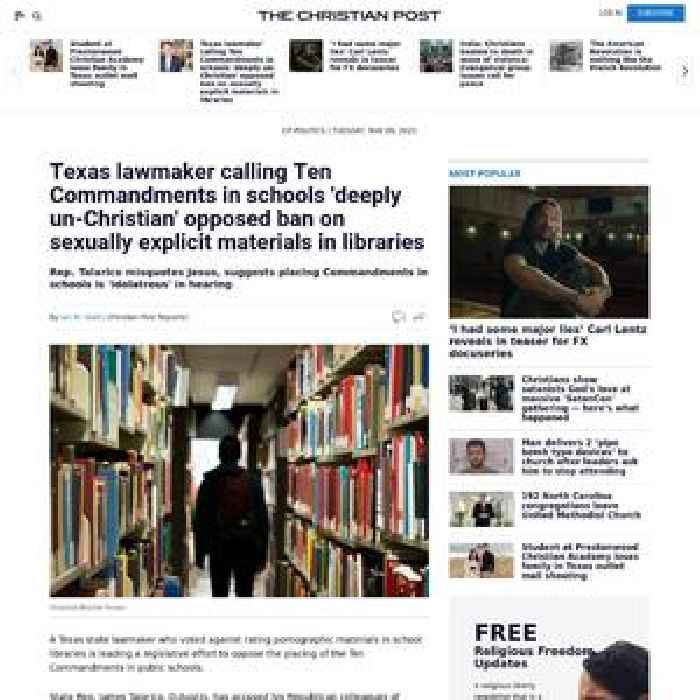 Texas lawmaker calling Ten Commandments in schools 'deeply un-Christian' opposed ban on sexually explicit materials in libraries