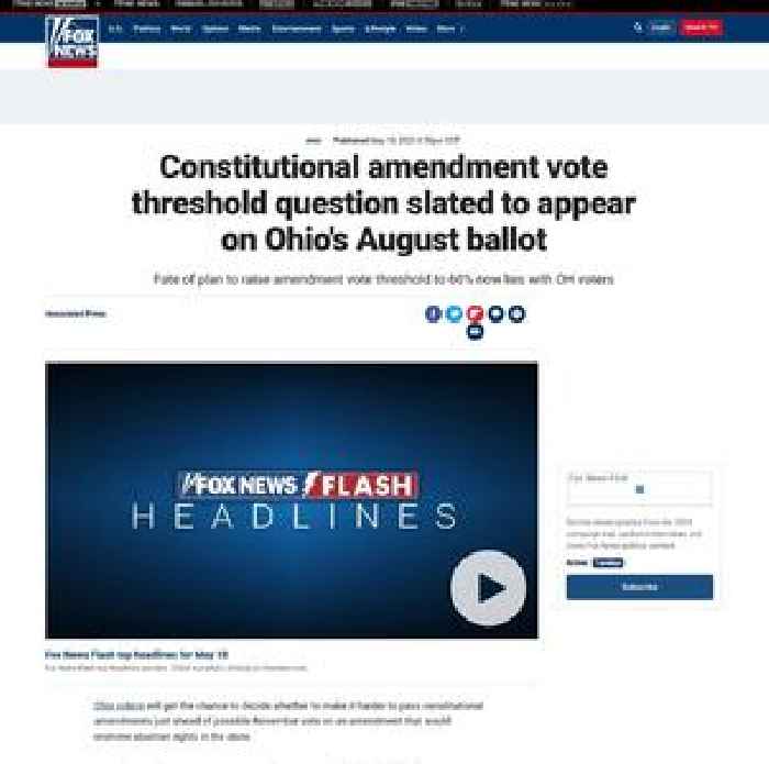 Constitutional amendment vote threshold question slated to appear on Ohio's August ballot