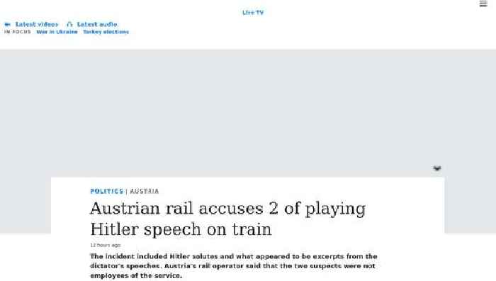 Austrian rail accuses 2 of playing Hitler speech on train