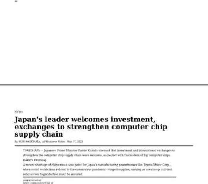Japan's leader welcomes investment, exchanges to strengthen computer chip supply chain