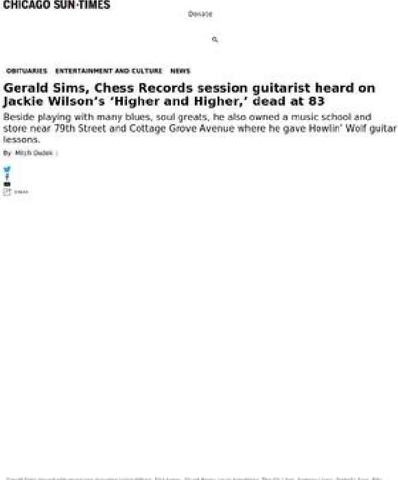 Gerald Sims, Chess Records session guitarist, played with blues, soul royalty, dead at 83