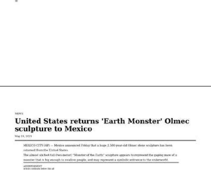 United States returns 'Earth Monster' Olmec sculpture to Mexico