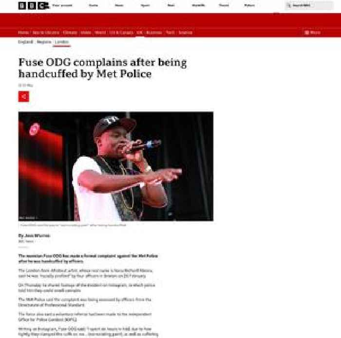 Fuse ODG complains after being cuffed by Met Police