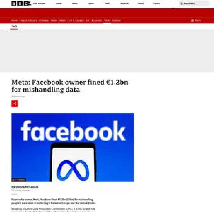 Facebook fined €1.2bn for mishandling users' data