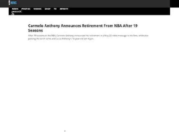 
                        Carmelo Anthony Announces Retirement From NBA After 19 Seasons
