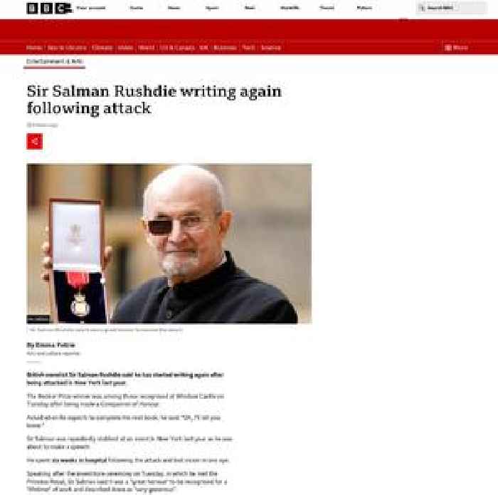 Sir Salman Rushdie writing again following attack