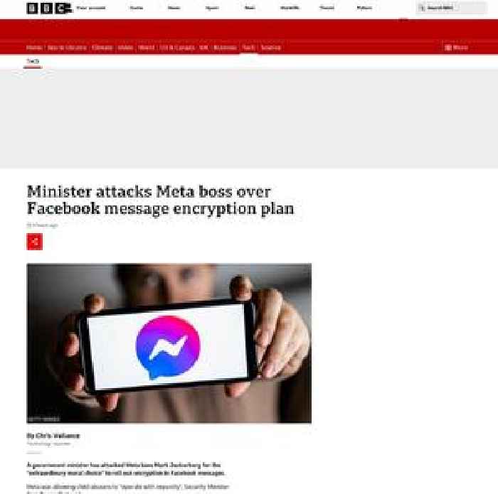 Minister attacks Meta boss over Facebook message encryption plan