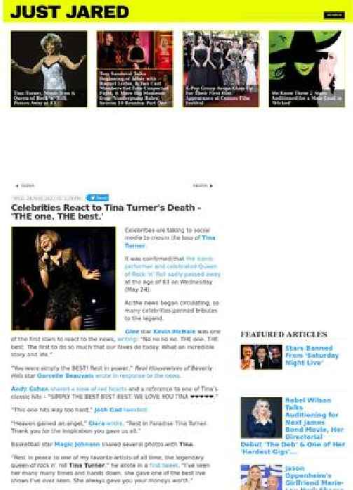 Celebrities React to Tina Turner's Death - 'THE one. THE best.'