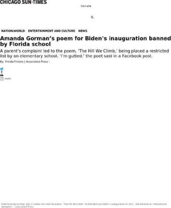Amanda Gorman’s poem for Biden’s inauguration banned by Florida school