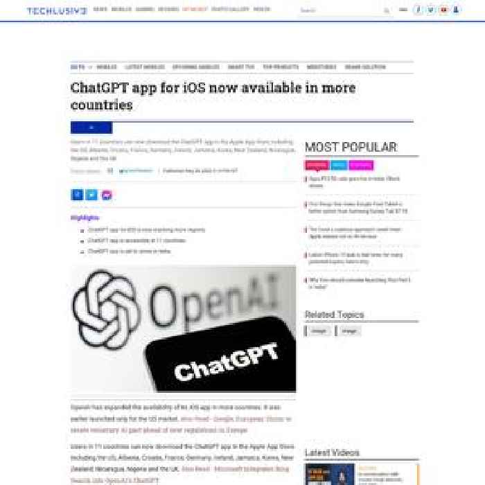 ChatGPT app for iOS now available in more countries